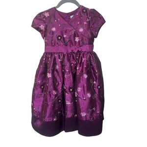 Marmellato Plum Satin Floral Embroidered Dress size 7